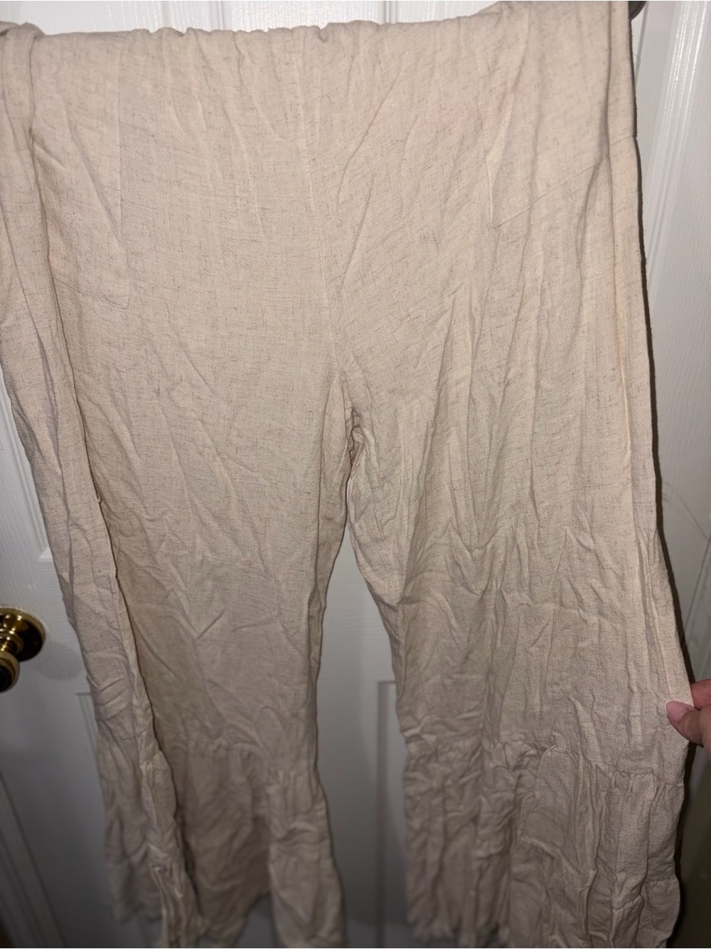 Umgee Cream Wide-Leg Linen-Blend Pants